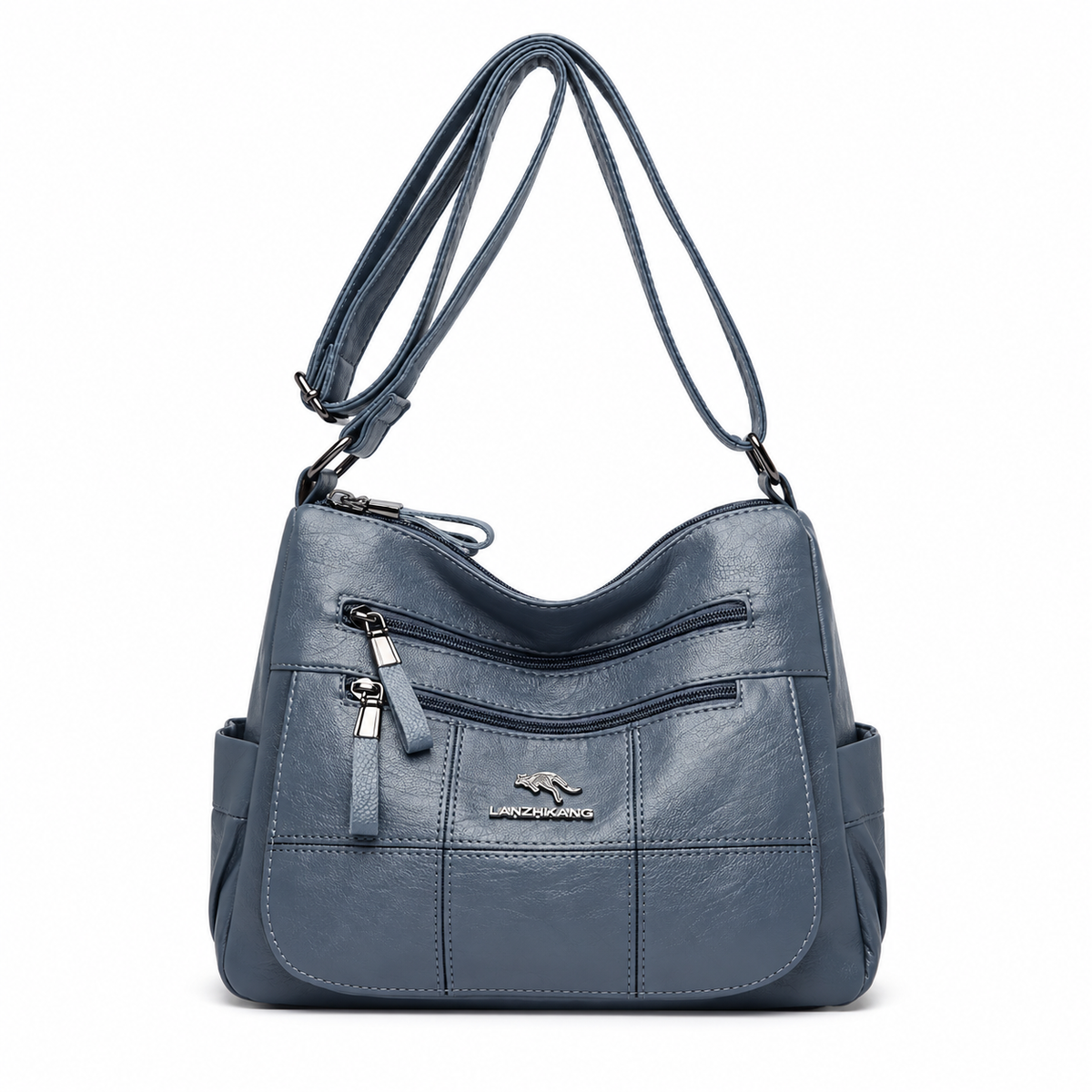 Light Blue Multi Pocket Crossbody Bag-4