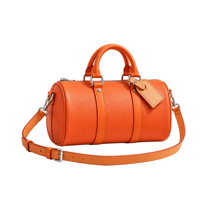 Vibrant Orange Barrel Bag With Strap-1