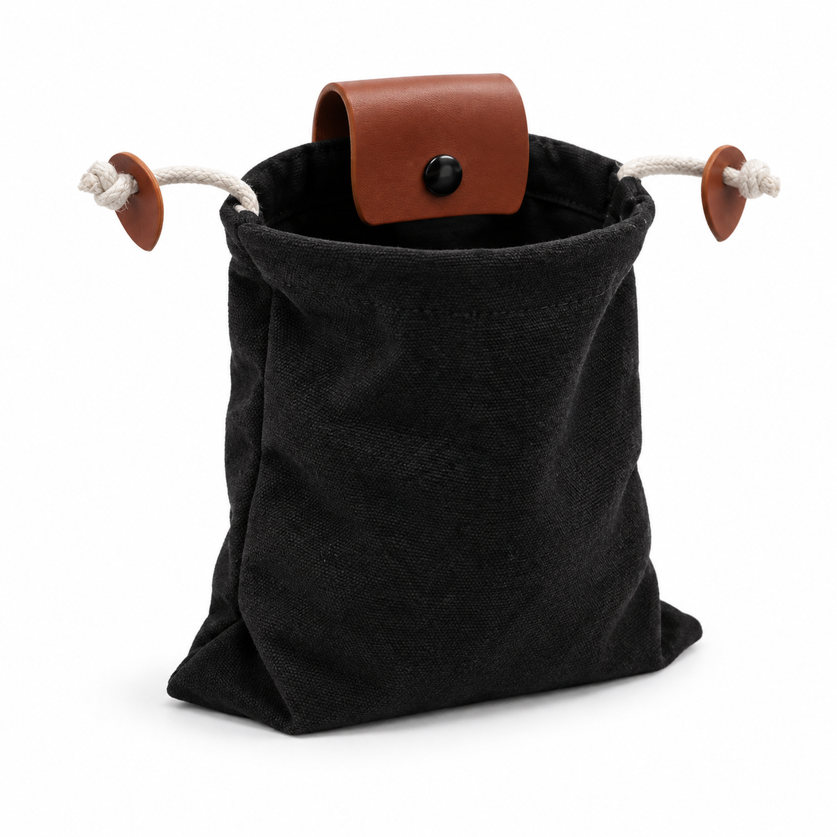 Black Waist Belt Pouch Brown Accents-1