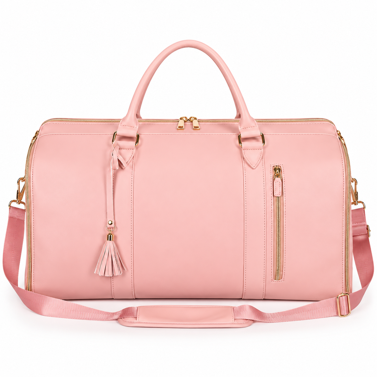 Pink Convertible Garment Duffel Overnight Bag-2