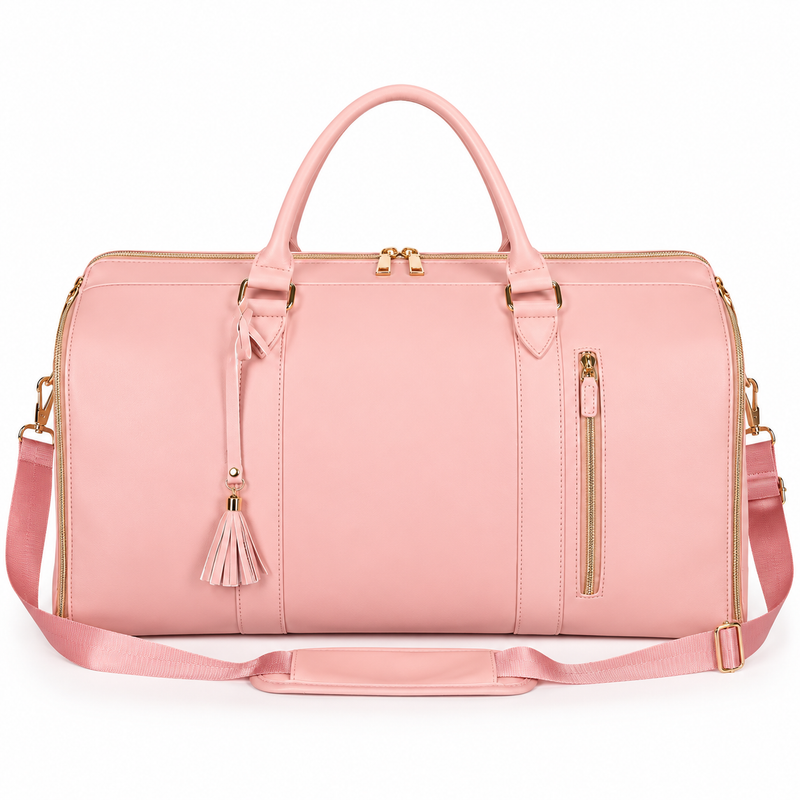 Pink Convertible Garment Duffel Overnight Bag-2