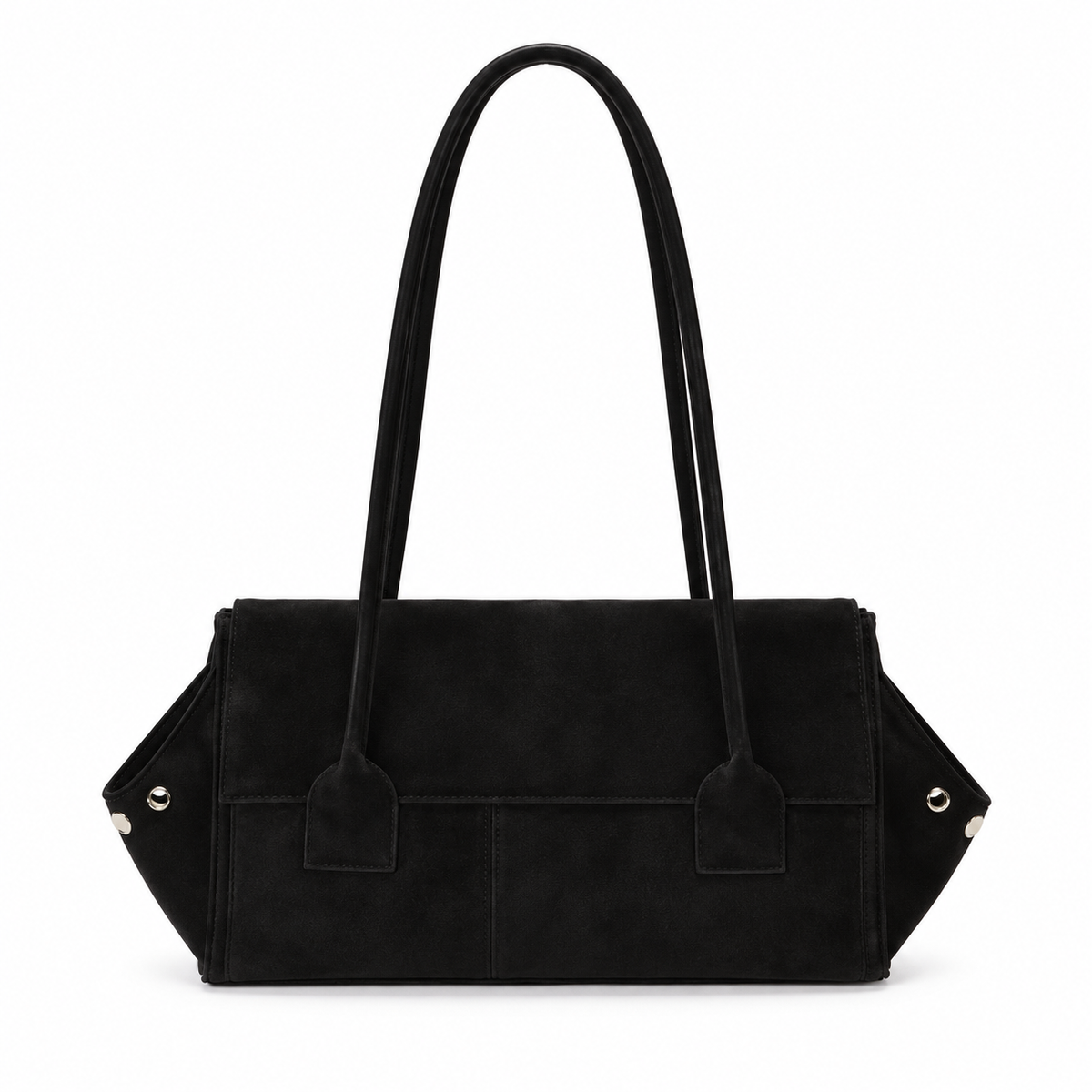 Black Studded Star Detail Shoulder Tote-2