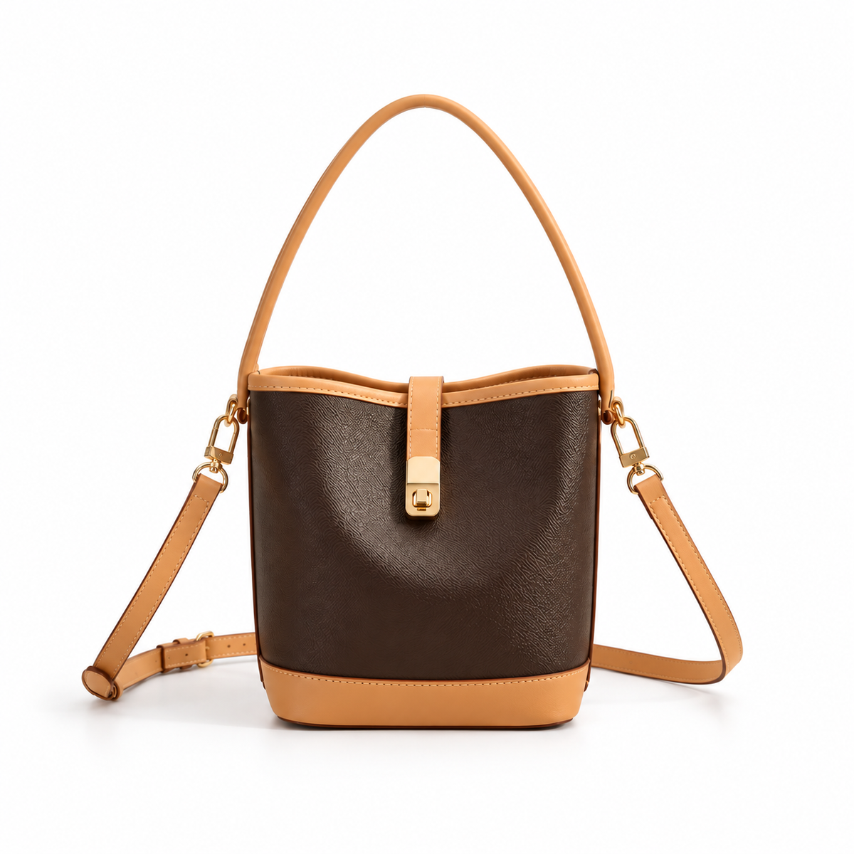 Elegant Two Tone Bucket Shoulder Bag-4