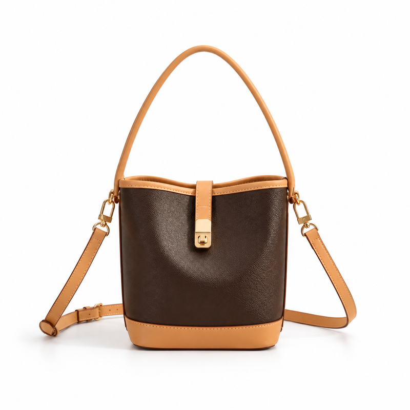 Elegant Two Tone Bucket Shoulder Bag-4