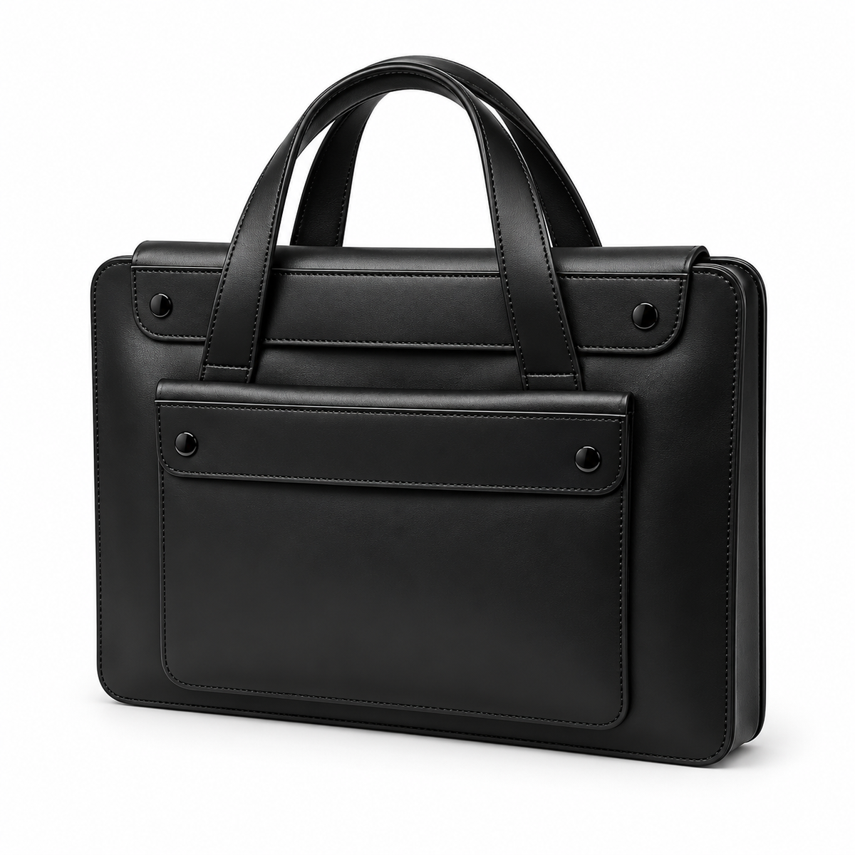 Classic Black Leather Laptop Briefcase Bag-3