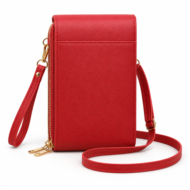 Red Textured Crossbody Phone Wallet Bag-2