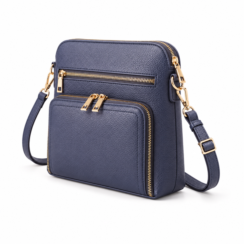 Elegant Blue Violet Textured Crossbody Bag-3