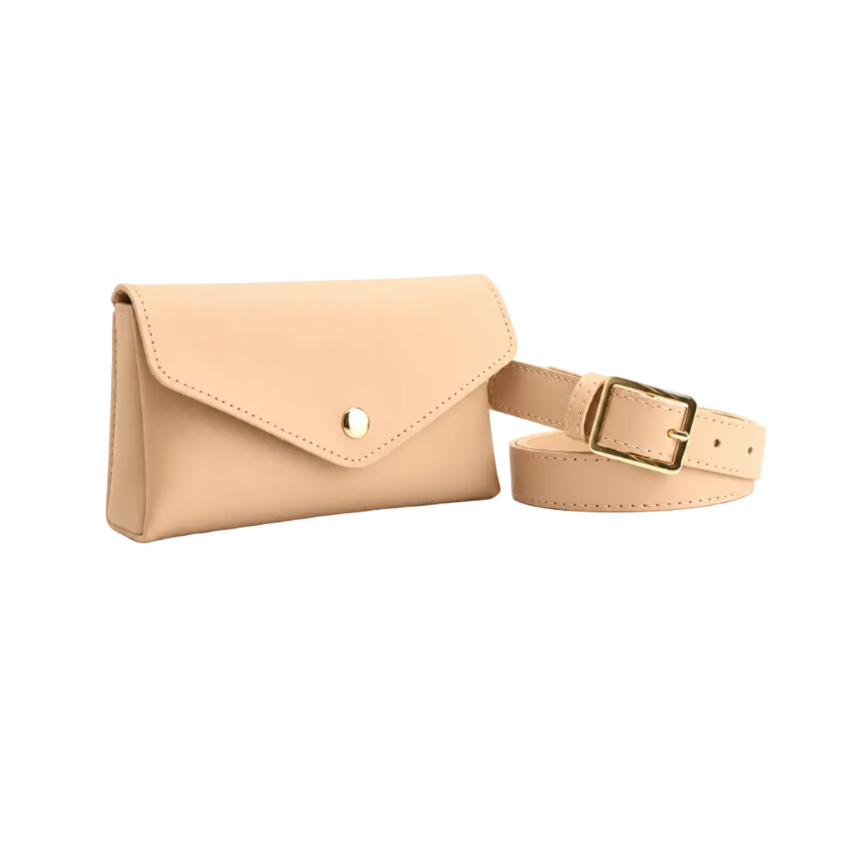 Beige Envelope Waist Bag With Belt-1