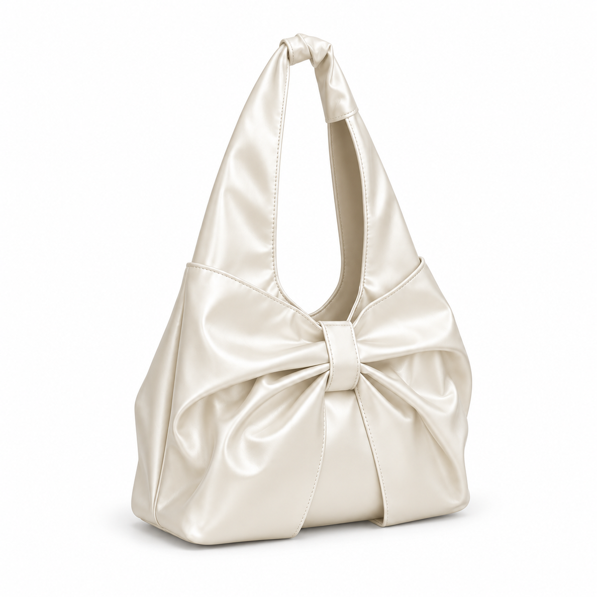 Elegant White Bow Knot Hobo Shoulder Bag