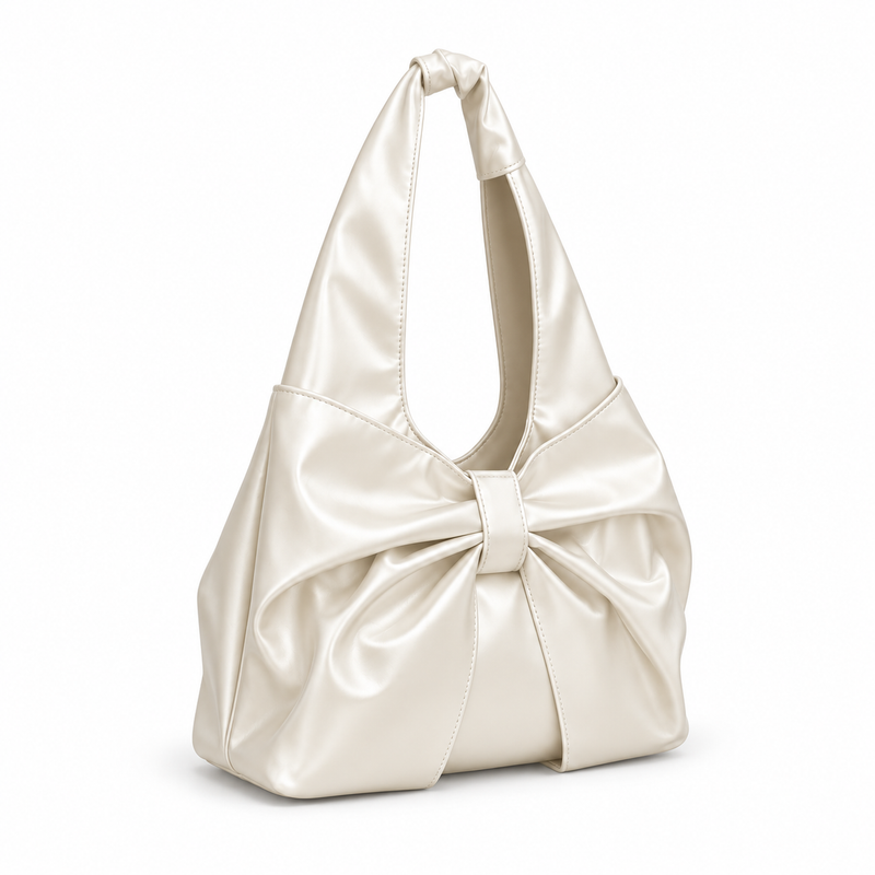 Elegant White Bow Knot Hobo Handbag-1