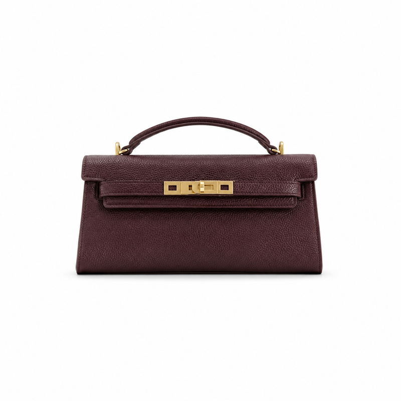 Luxe Burgundy Leather Top Handle Handbag-4