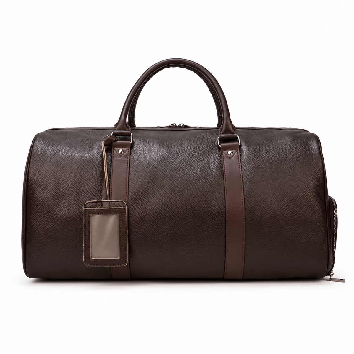 Classic Coffee Brown Leather Duffel Bag-4