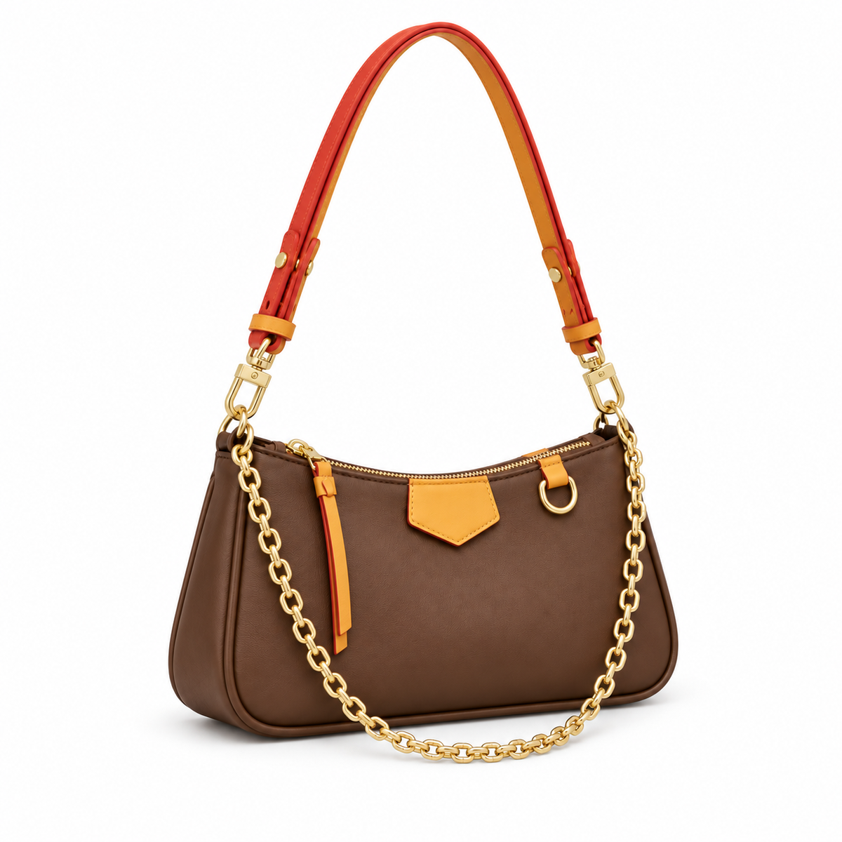 Coffee Brown Vegan Leather Shoulder Bag-1