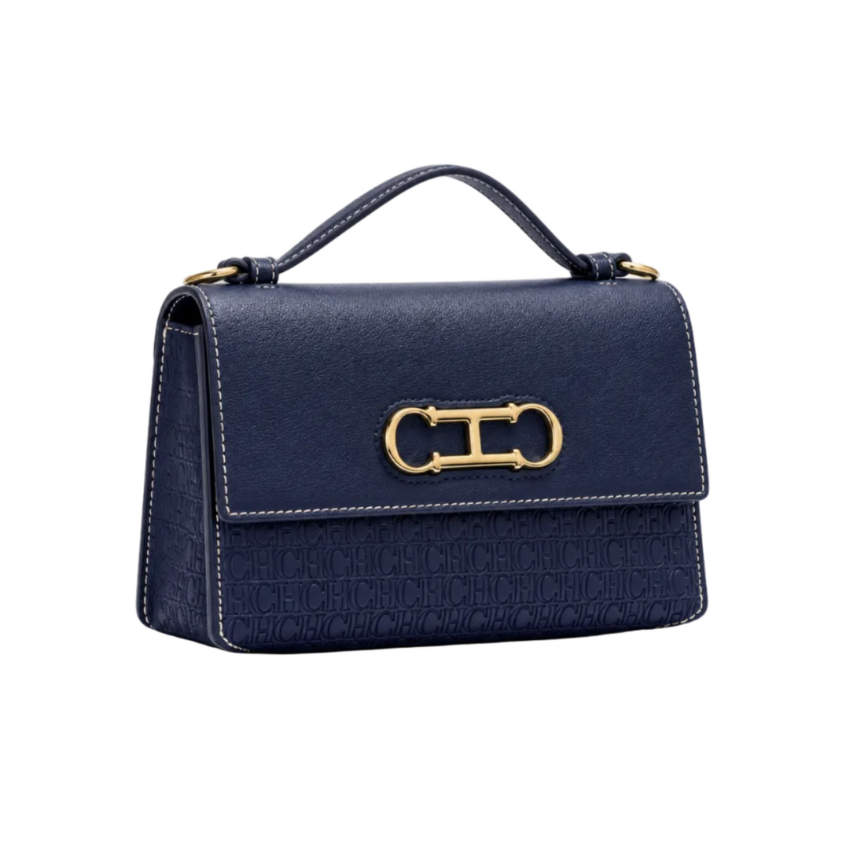 Navy Blue Embossed Leather Evening Clutch-1