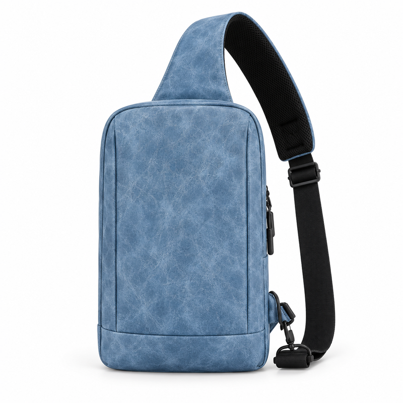 Sky Blue Textured Everyday Crossbody Bag-3