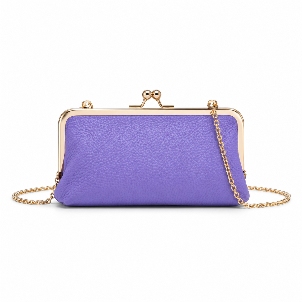 Lavender Purple Kiss-Lock Crossbody Clutch Bag-4