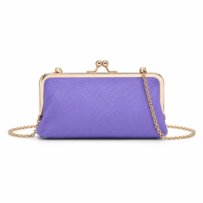 Lavender Purple Kiss-Lock Crossbody Clutch Bag-4