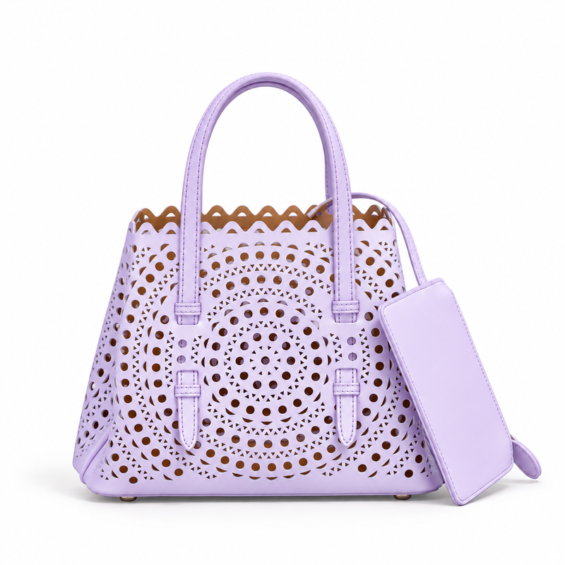 Elegant Lavender Laser Cut Tote Handbag-1