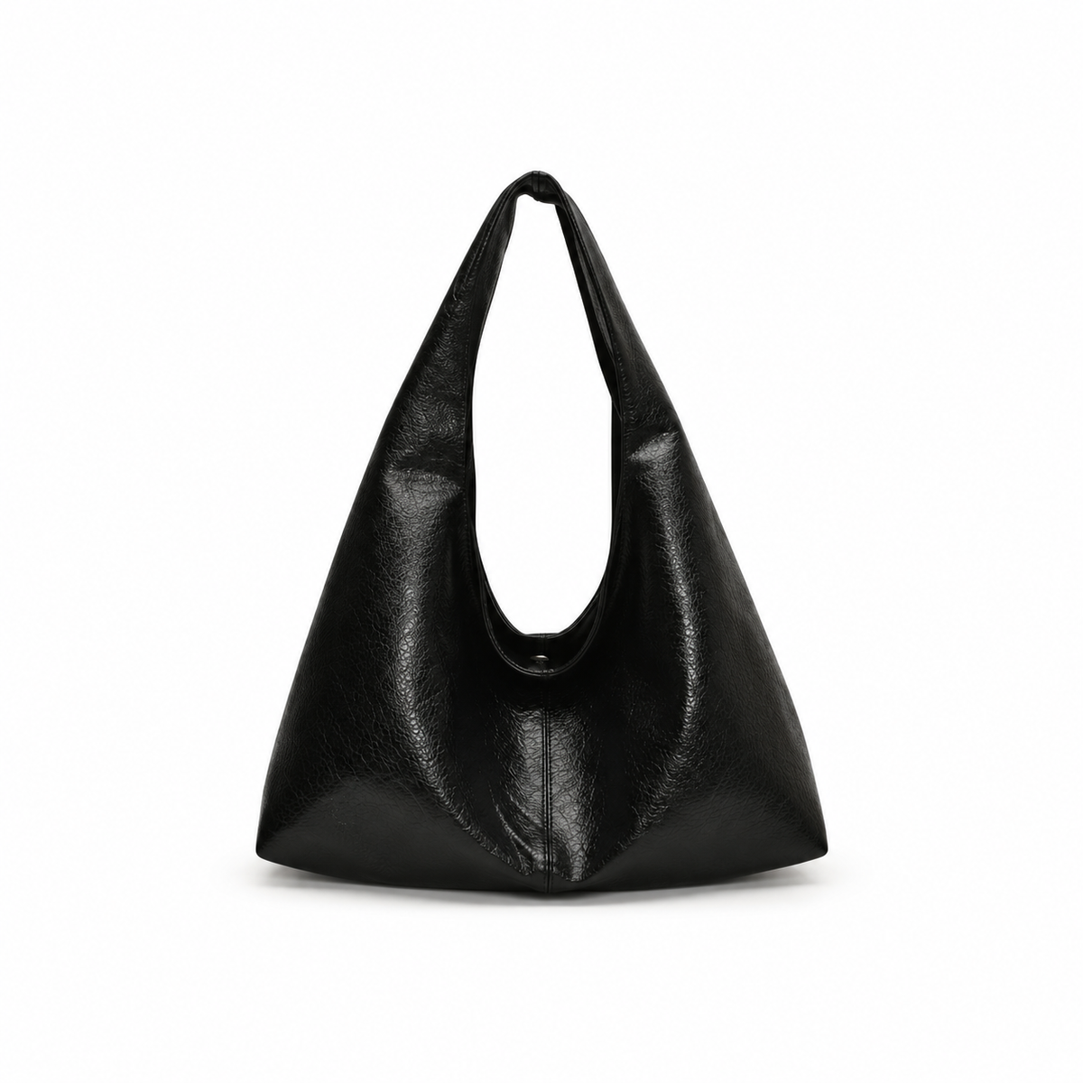 Black Slouchy Textured Hobo Shoulder Bag-4