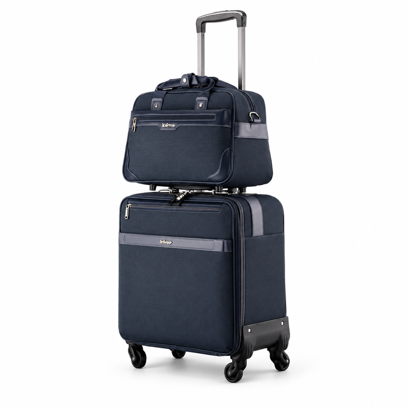 Navy Rolling Suitcase With Matching Tote-3