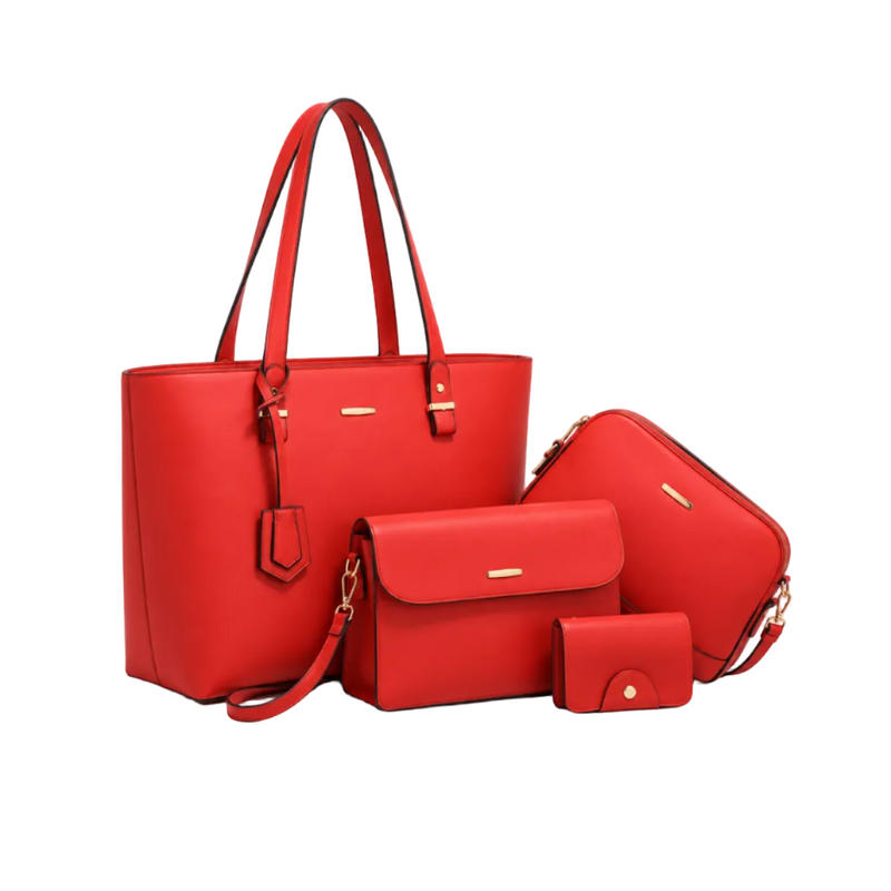 Elegant Red Four Piece Handbag Set-1