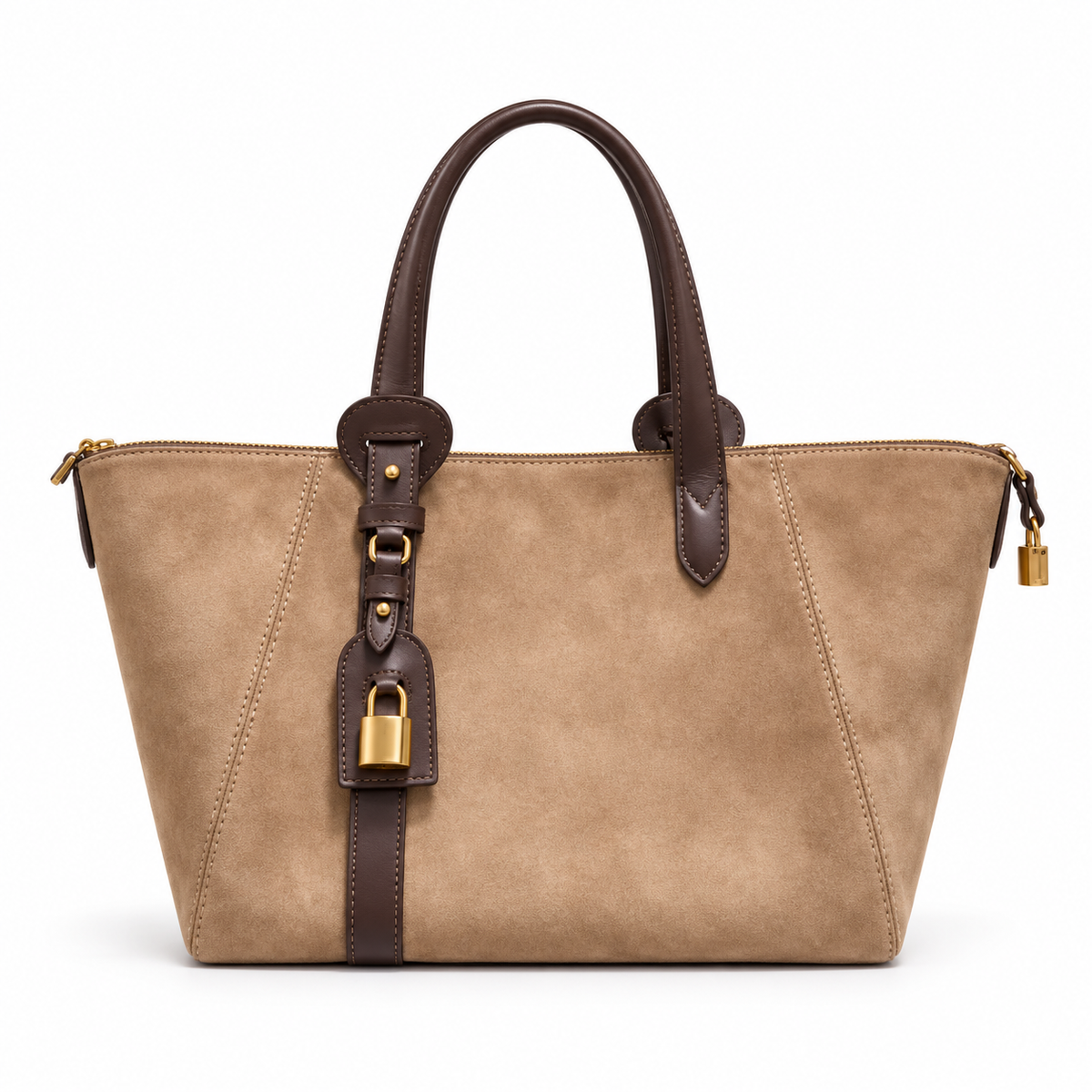 Classic Tan Leather And Canvas Tote-4