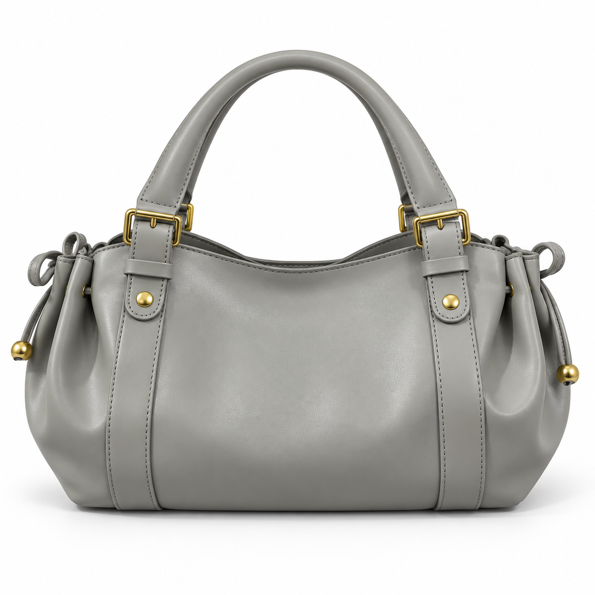 Elegant Grey Handbag With Gold Details-2