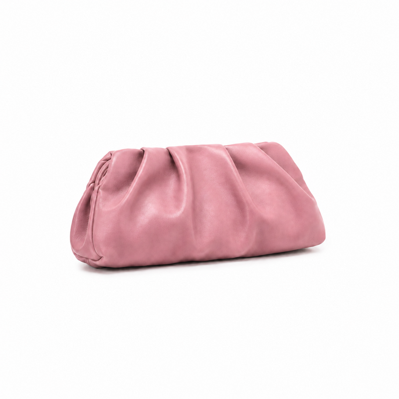 Blush Pink Ruched Cloud Clutch Bag-1
