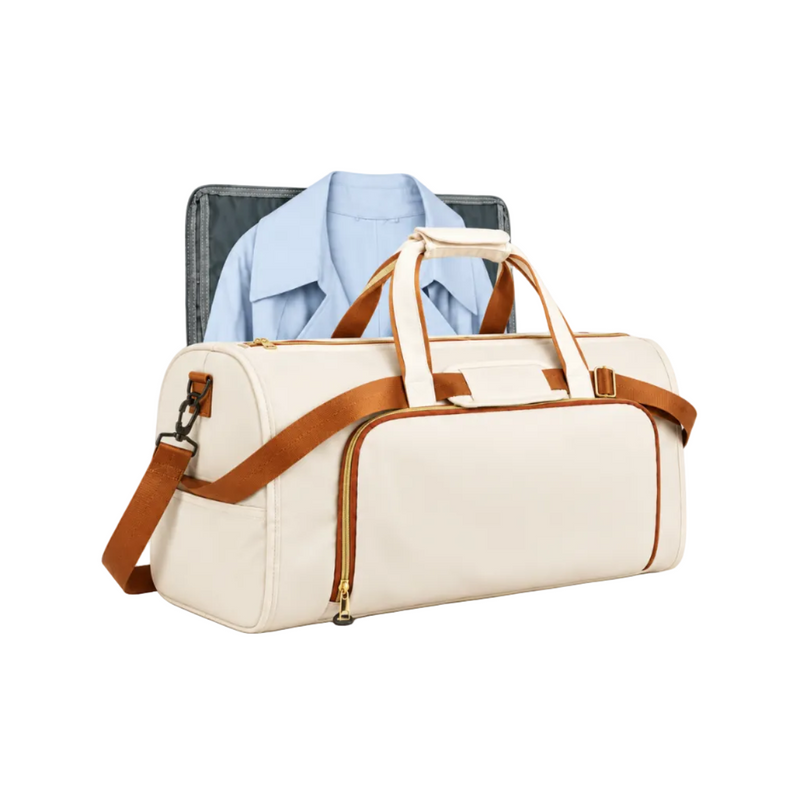 Cream Convertible Garment Overnight Travel Bag-1