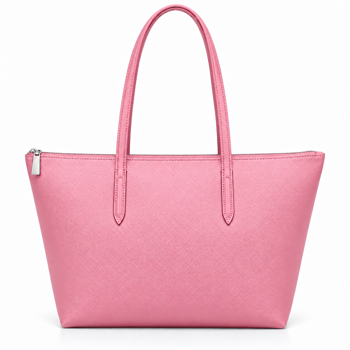 Pink Leather And Canvas Tote Bag-4