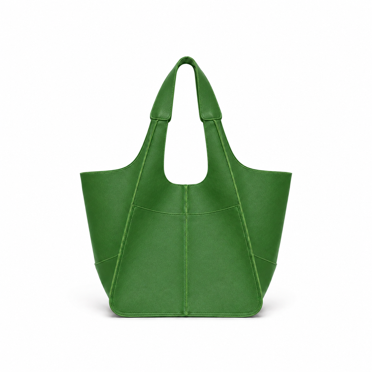 Green Textured Oversized Shoulder Tote Bag-3