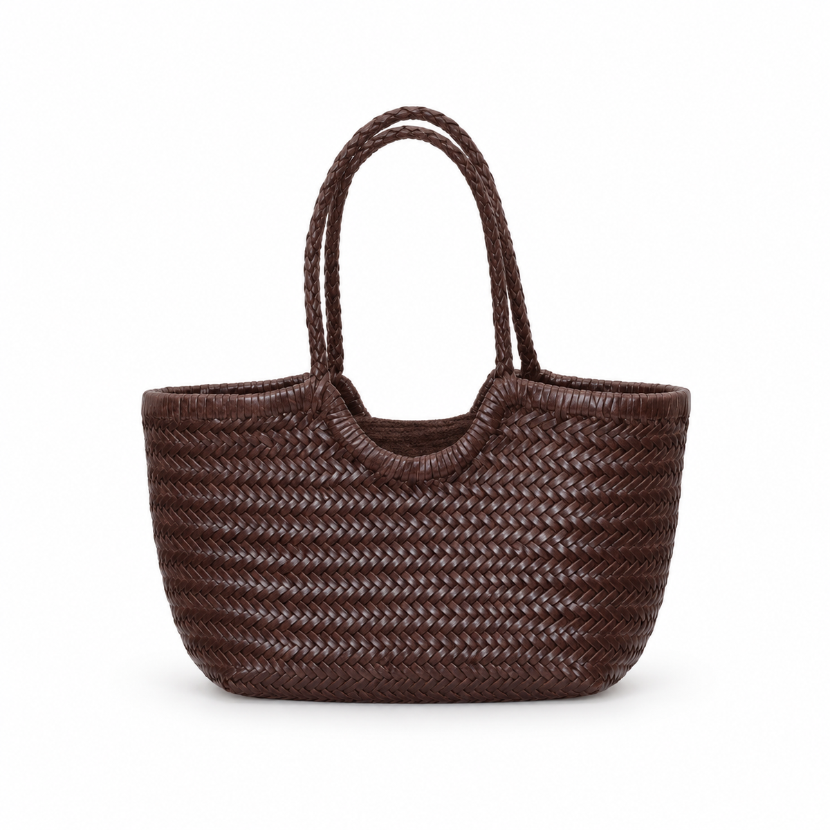 Chocolate Brown Woven Everyday Tote Bag-4