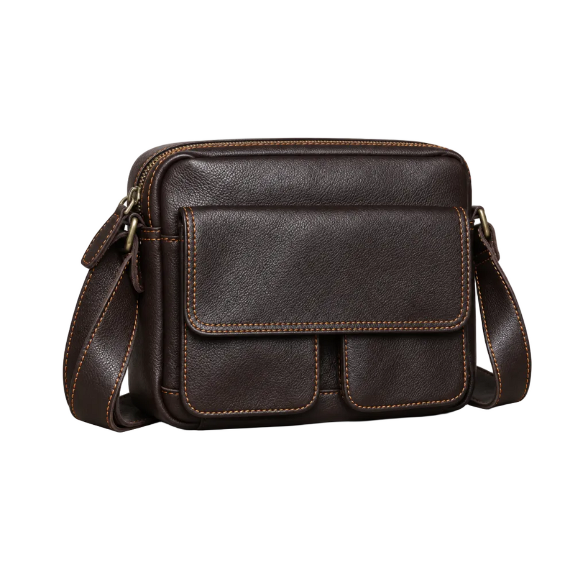 Dark Brown Leather Satchel Shoulder Bag-1