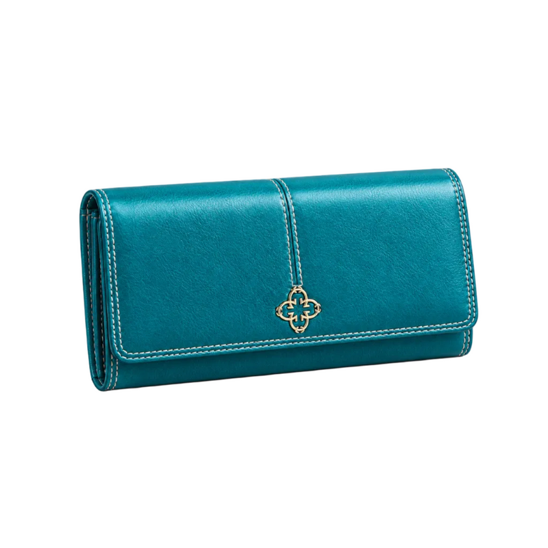 Elegant Teal Wallet With Gold Detail-1