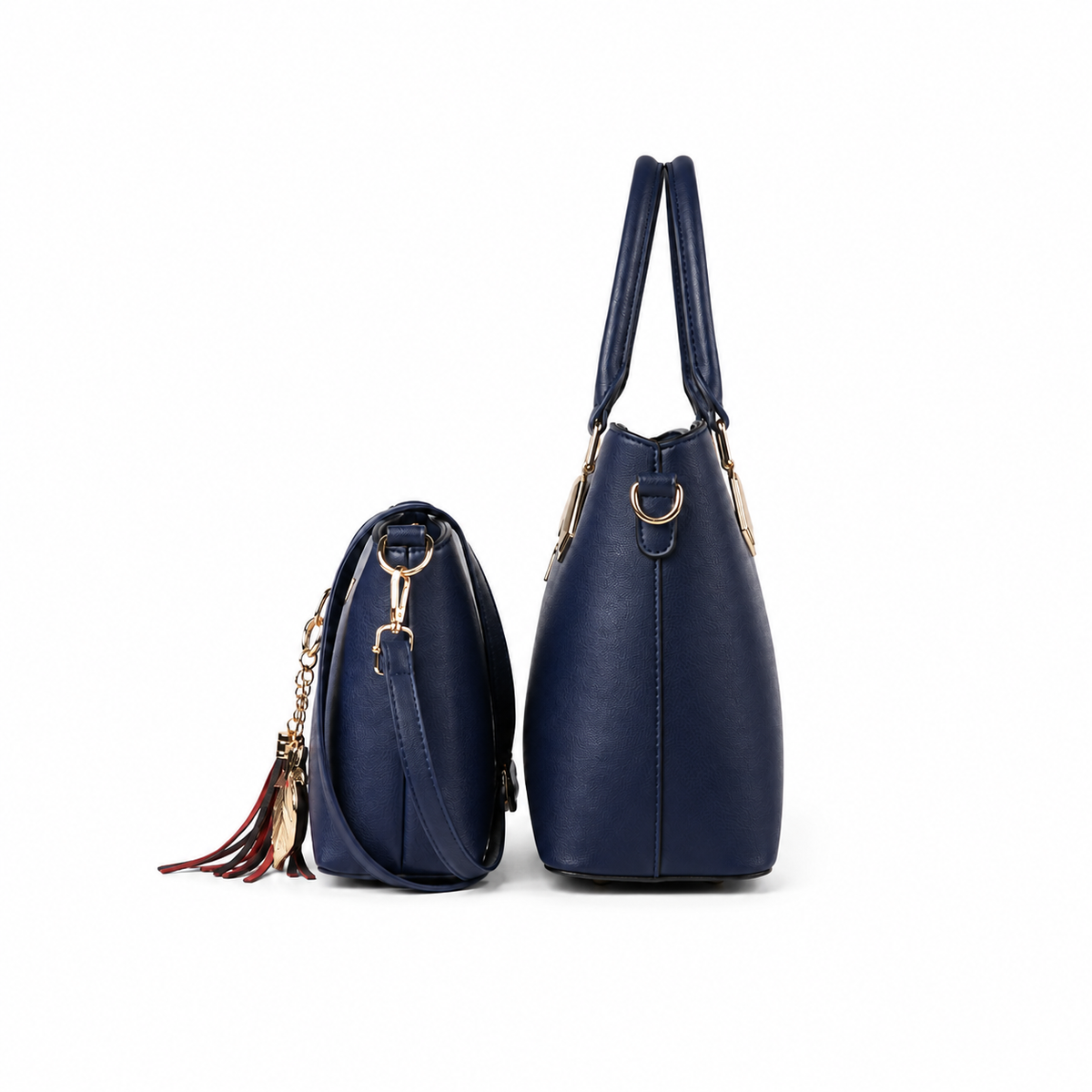 2-Piece Navy Blue Structured Handbag Set-2