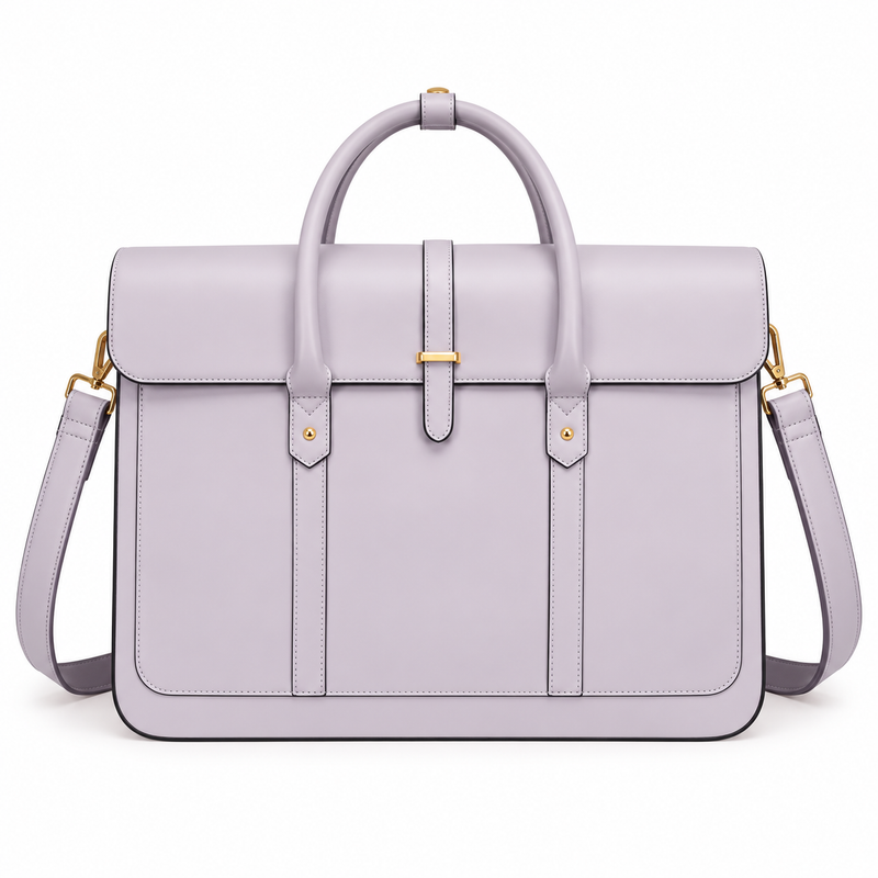 Lavender Bow Detail Leather Laptop Bag-2