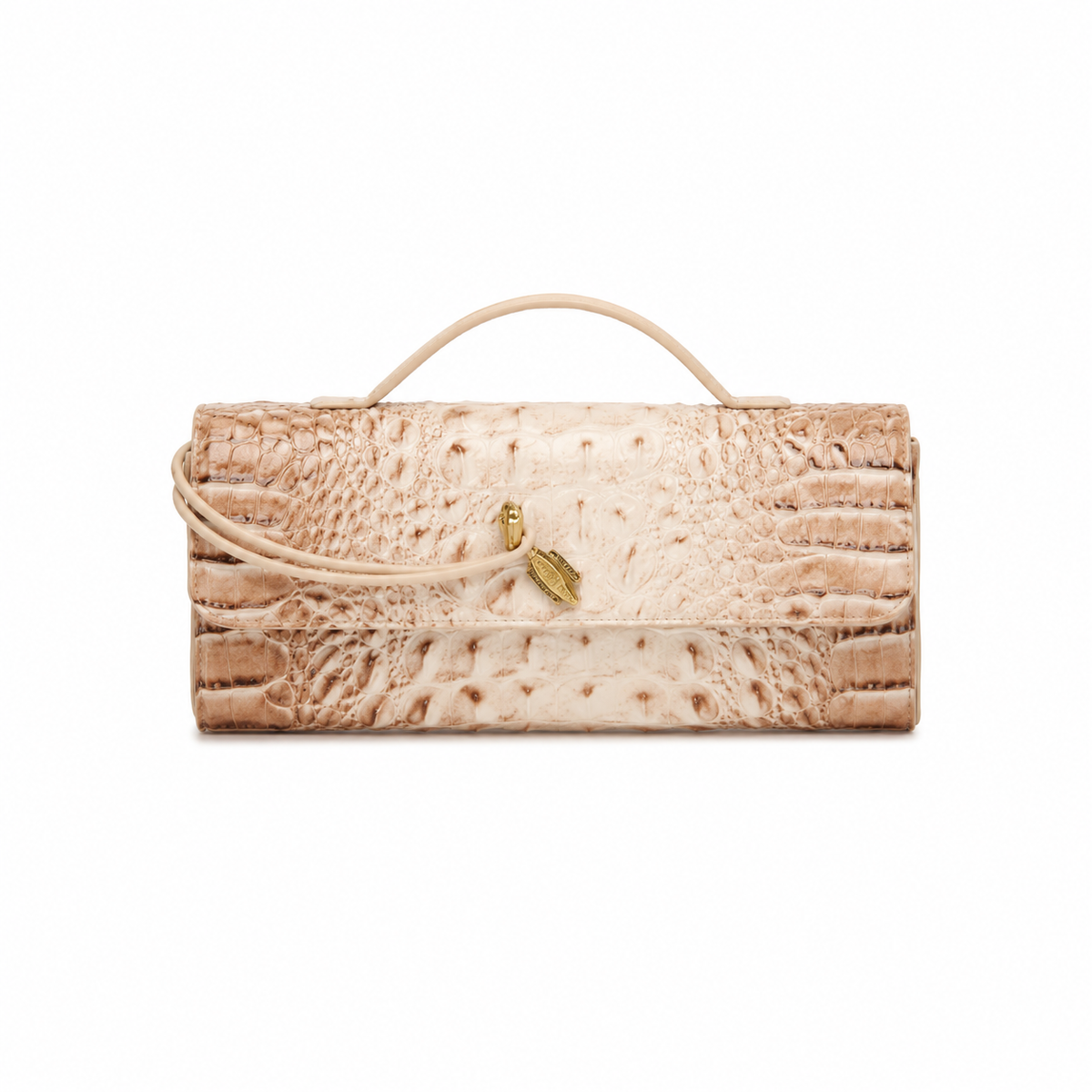 Luxe Crocodile Embossed Beige Clutch Bag-4