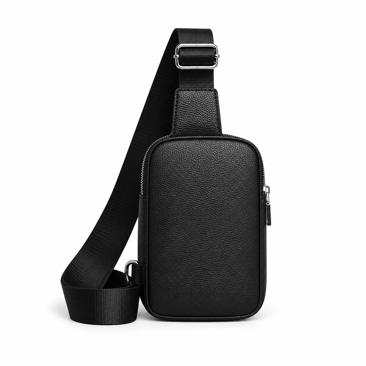 Classic Black Textured Crossbody Sling Bag-4
