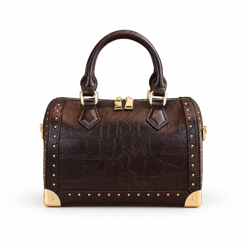 Dark Coffee Leather Satchel Bag-2