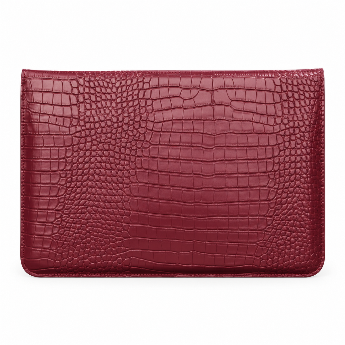 Burgundy Crocodile Embossed Leather Laptop Bag-2