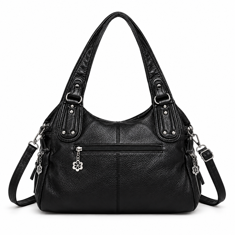 Black Crossbody Bag With Silver Accents-2