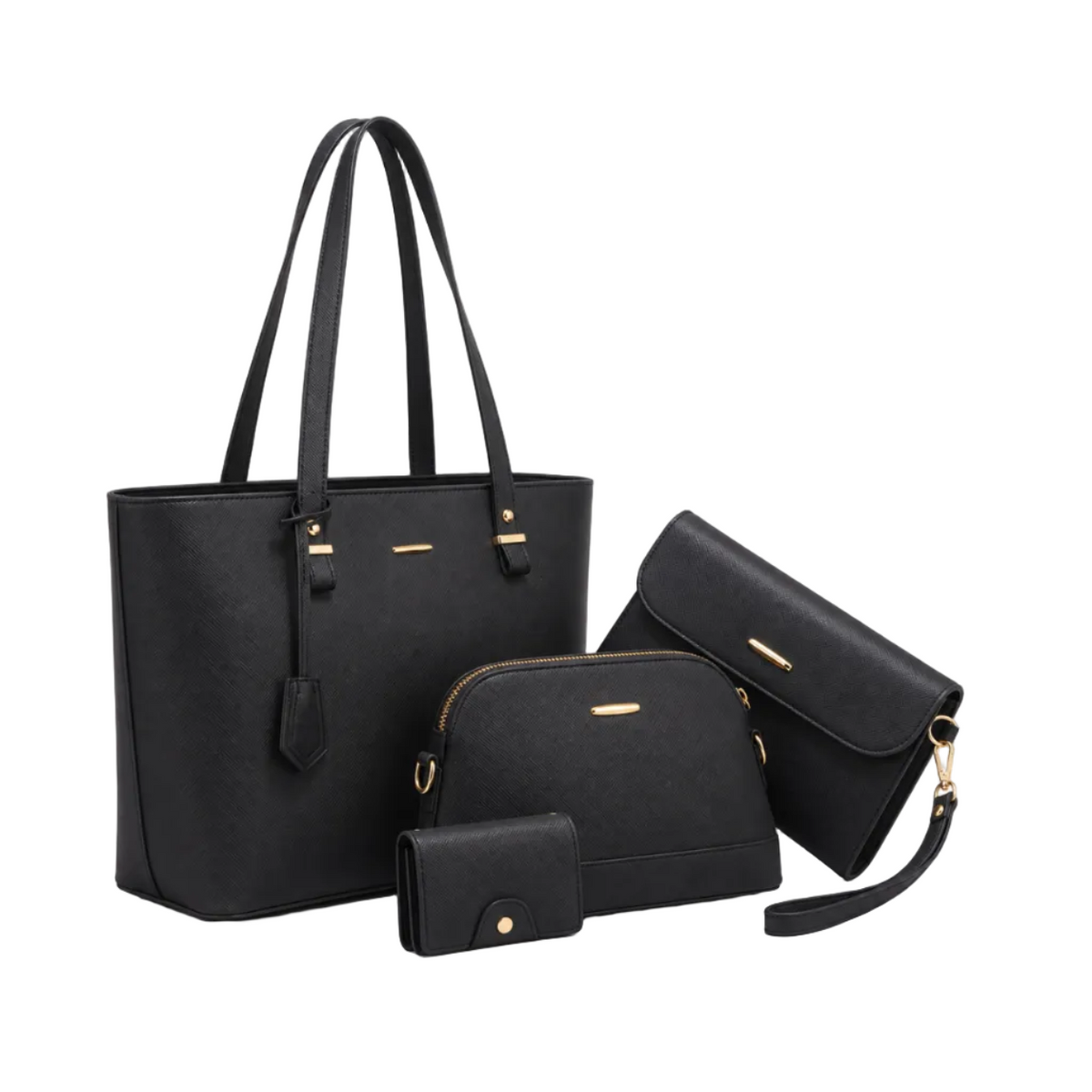 Elegant Black Four Piece Handbag Set-1