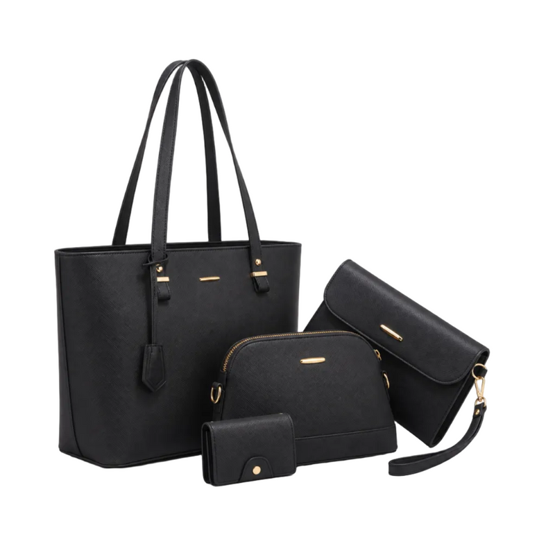 Elegant Black Four Piece Handbag Set-1