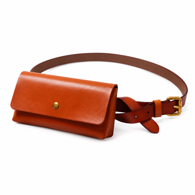 Caramel Flap Bag Adjustable Waist Belt-2