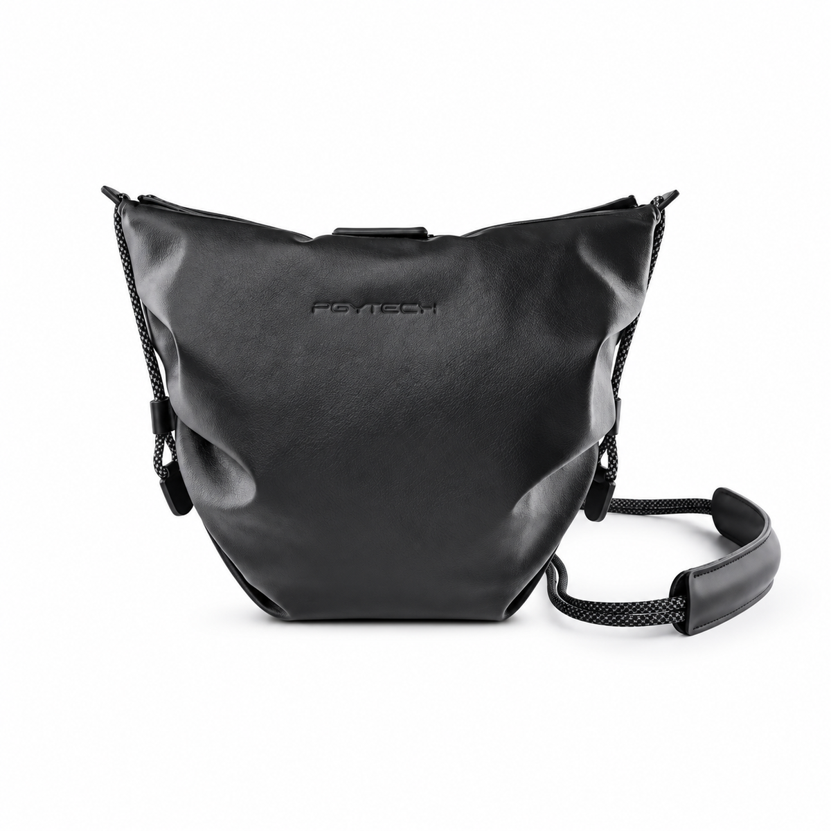 Black Textured Camera Bag With Strap-4