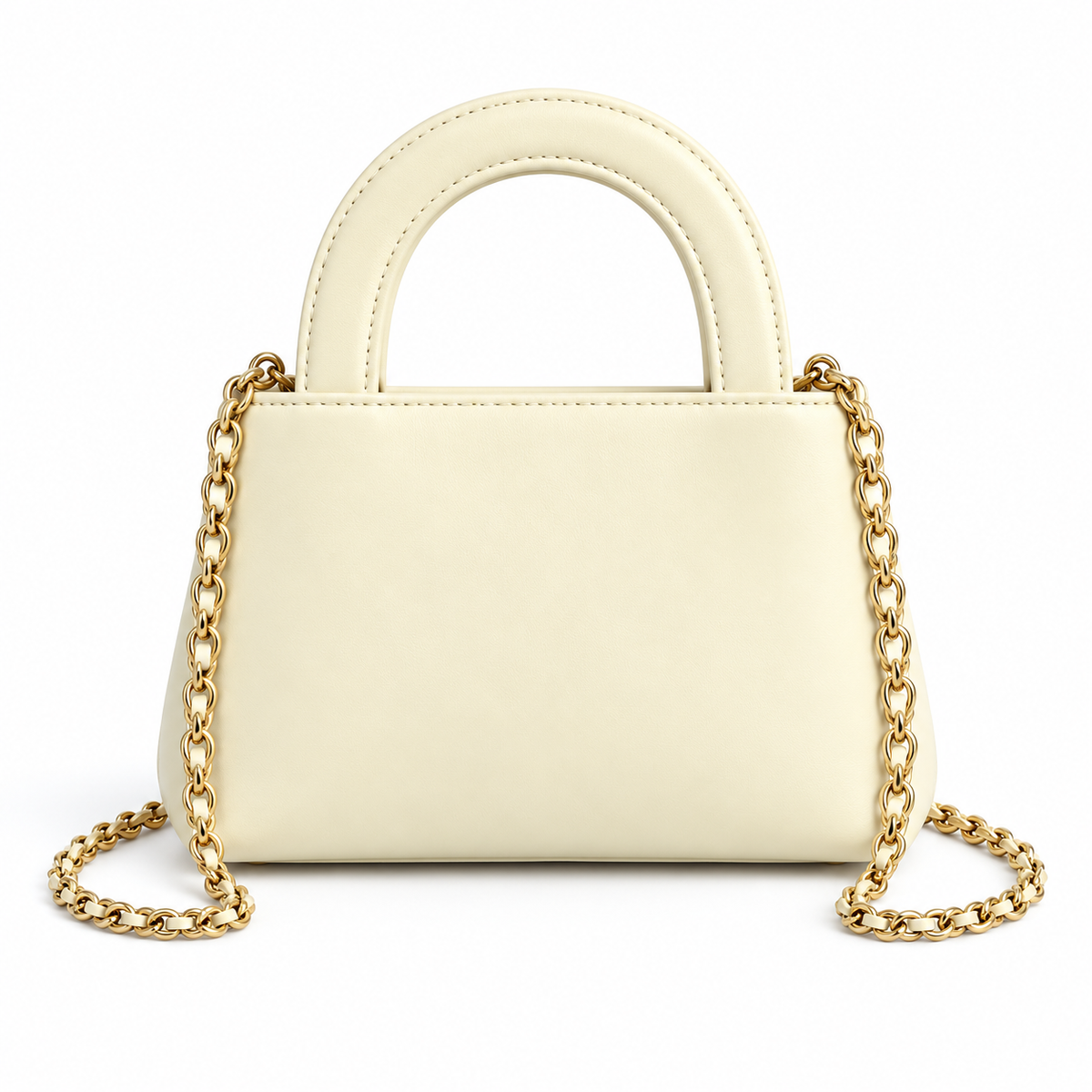 Elegant Ivory Vegan Leather Chain Handbag-2