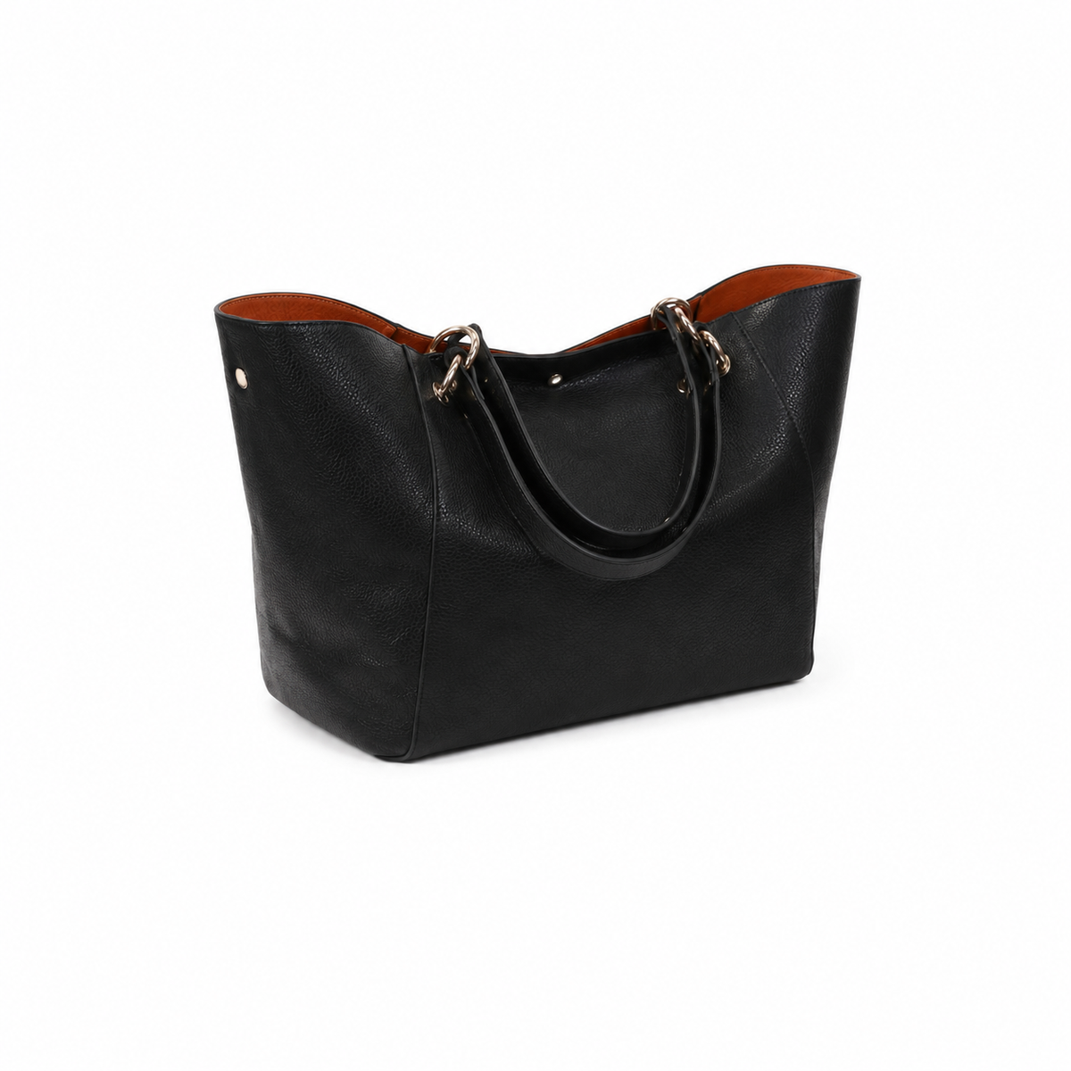 Black Pebbled Leather Large Tote Handbag-1