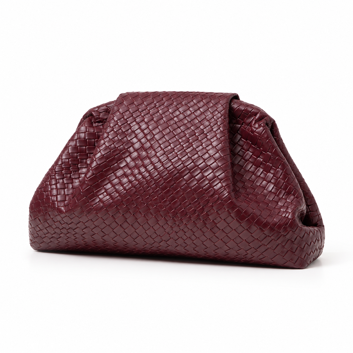 Elegant Burgundy Woven Pouch Clutch Bag-3