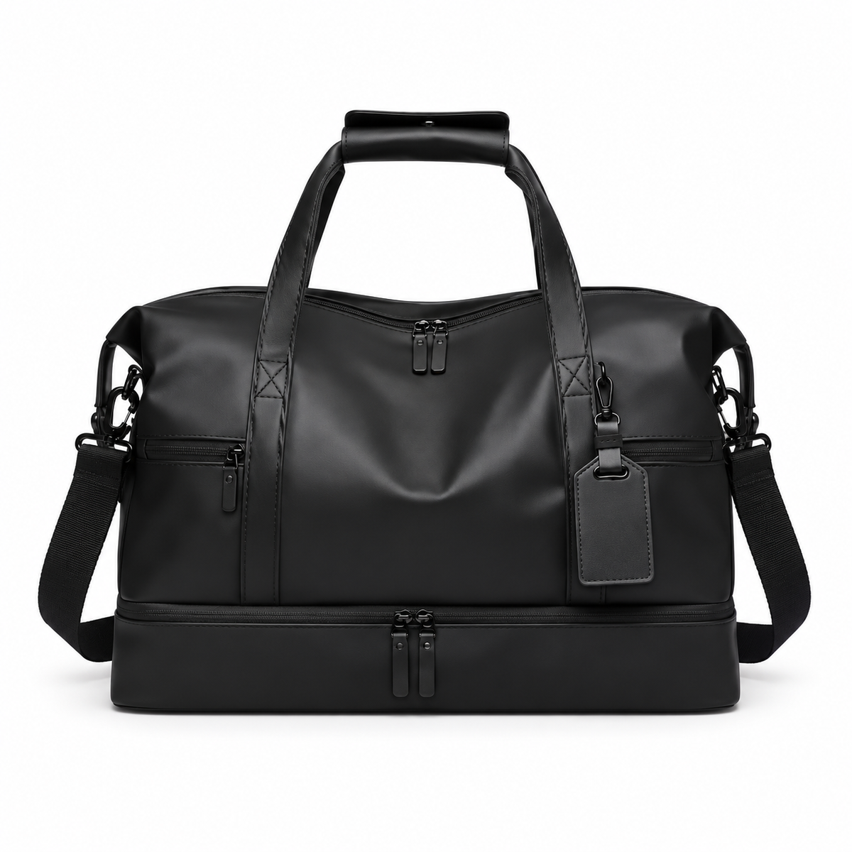 Black Overnight Bag With Multiple Compartments-3