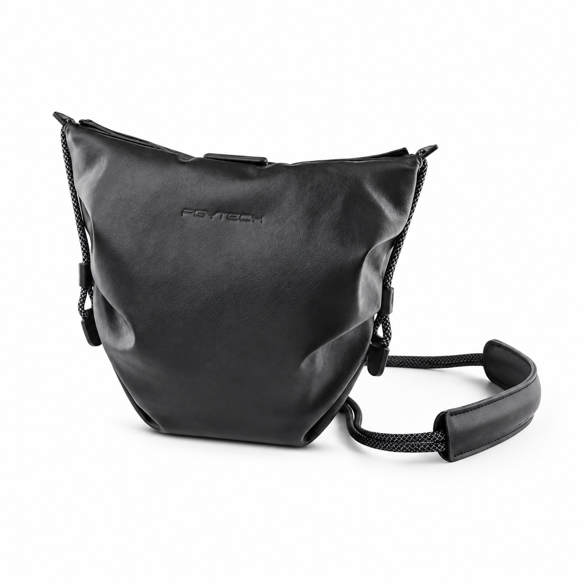 Black Textured Camera Bag With Strap-2